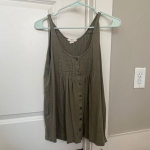 Lands end canvas tank top buttoned olive green